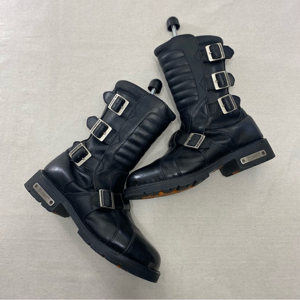 XELEMENT EXECUTIONER MENS MOTORCYCLE BOOTS LEATHER BLACK BUCKLES 12M